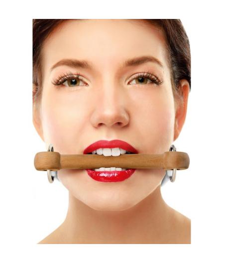 MORDAZA DE MADERA Y CORREA DE PIEL