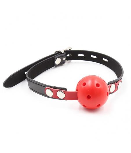 MORDAZA DE BOLA TRANSPIRABLE NEGRO/ROJO