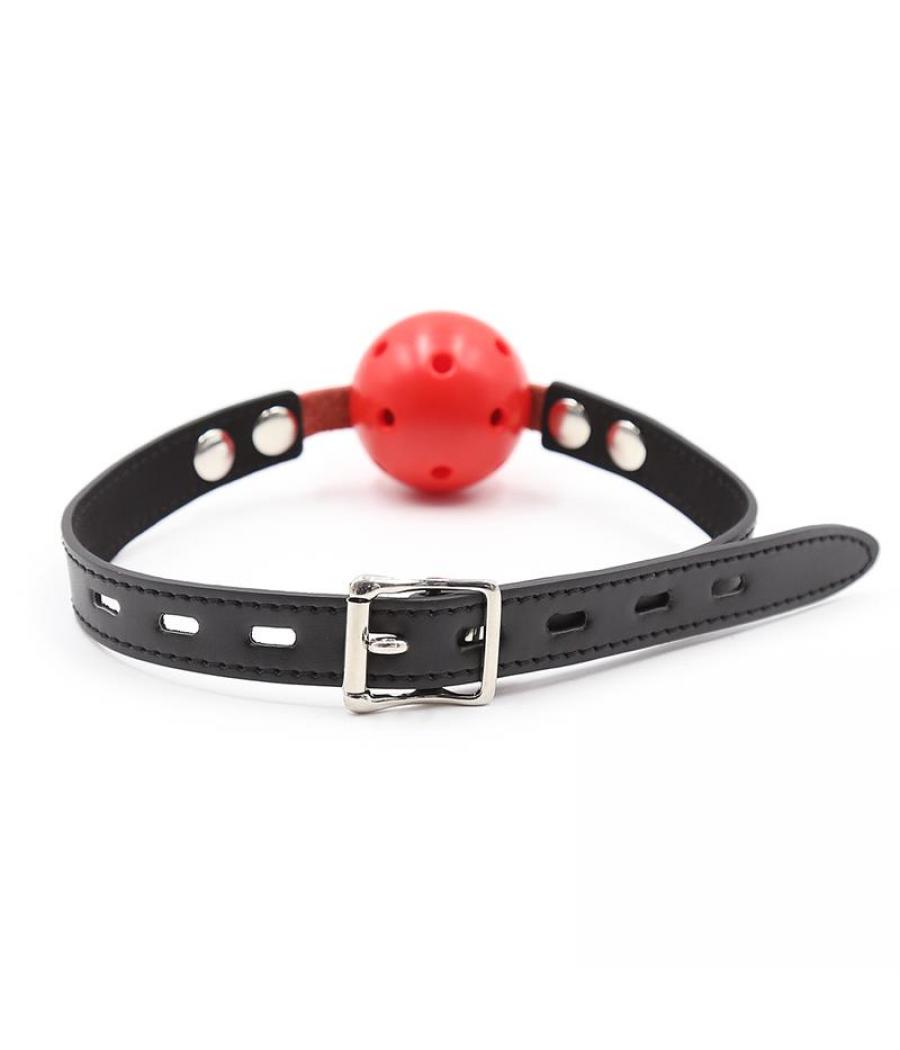 MORDAZA DE BOLA TRANSPIRABLE NEGRO/ROJO