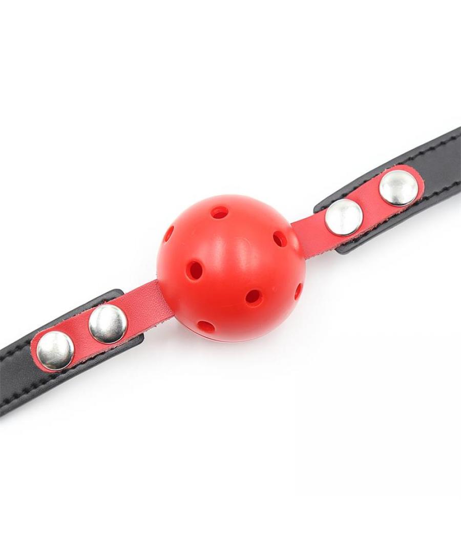 MORDAZA DE BOLA TRANSPIRABLE NEGRO/ROJO