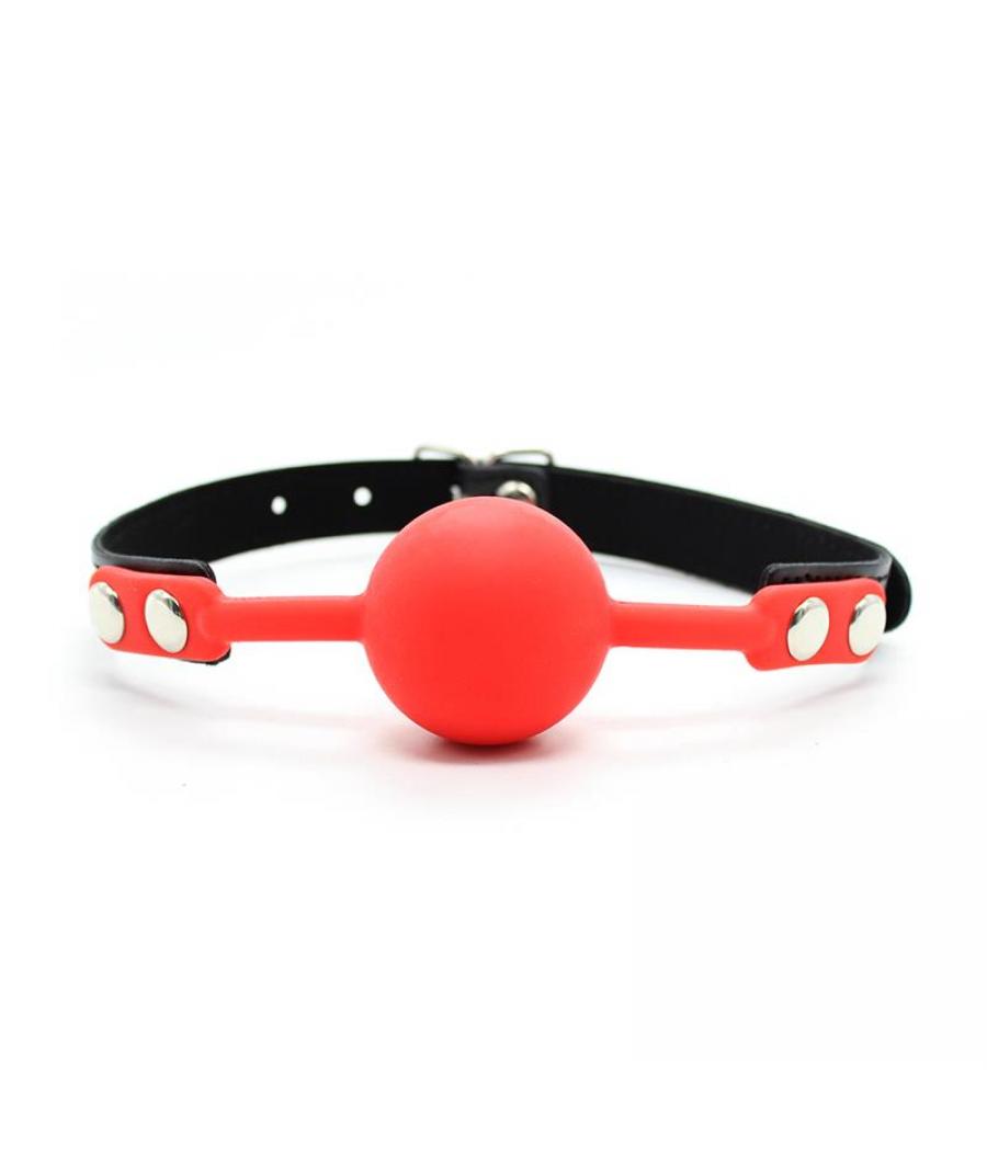 MORDAZA DE BOLA LISA DE SILICONA 4 CM. NEGRO/ROJO