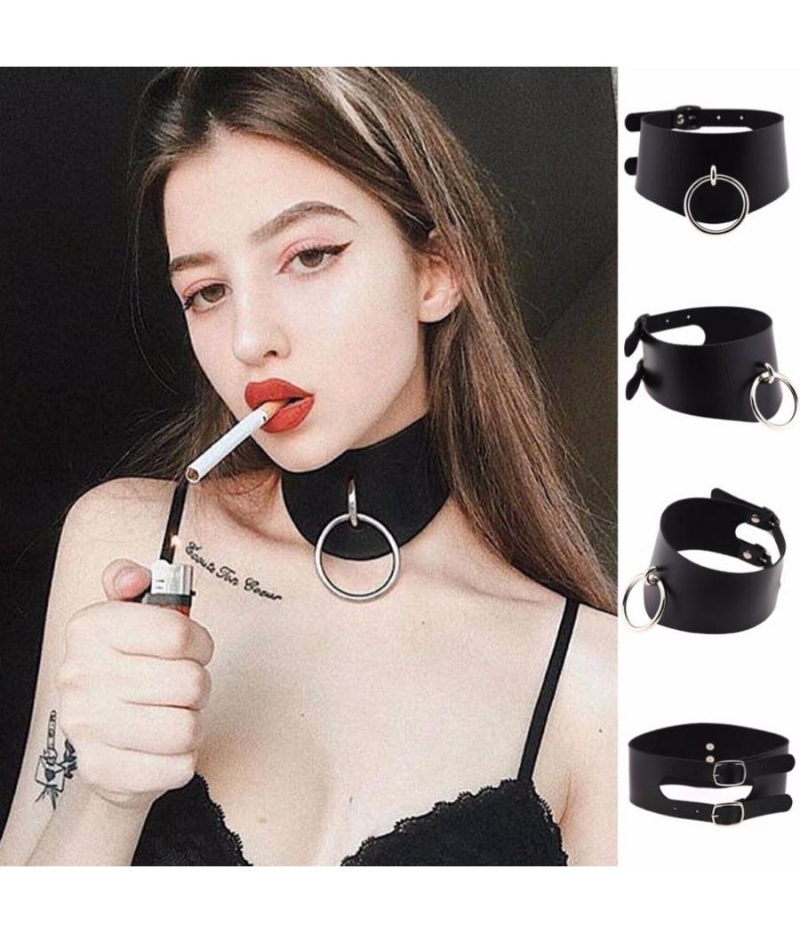 COLLAR ANCHO DOBLE NEGRO BDSM