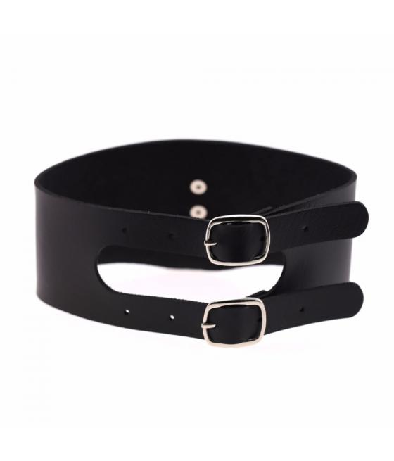 COLLAR ANCHO DOBLE NEGRO BDSM