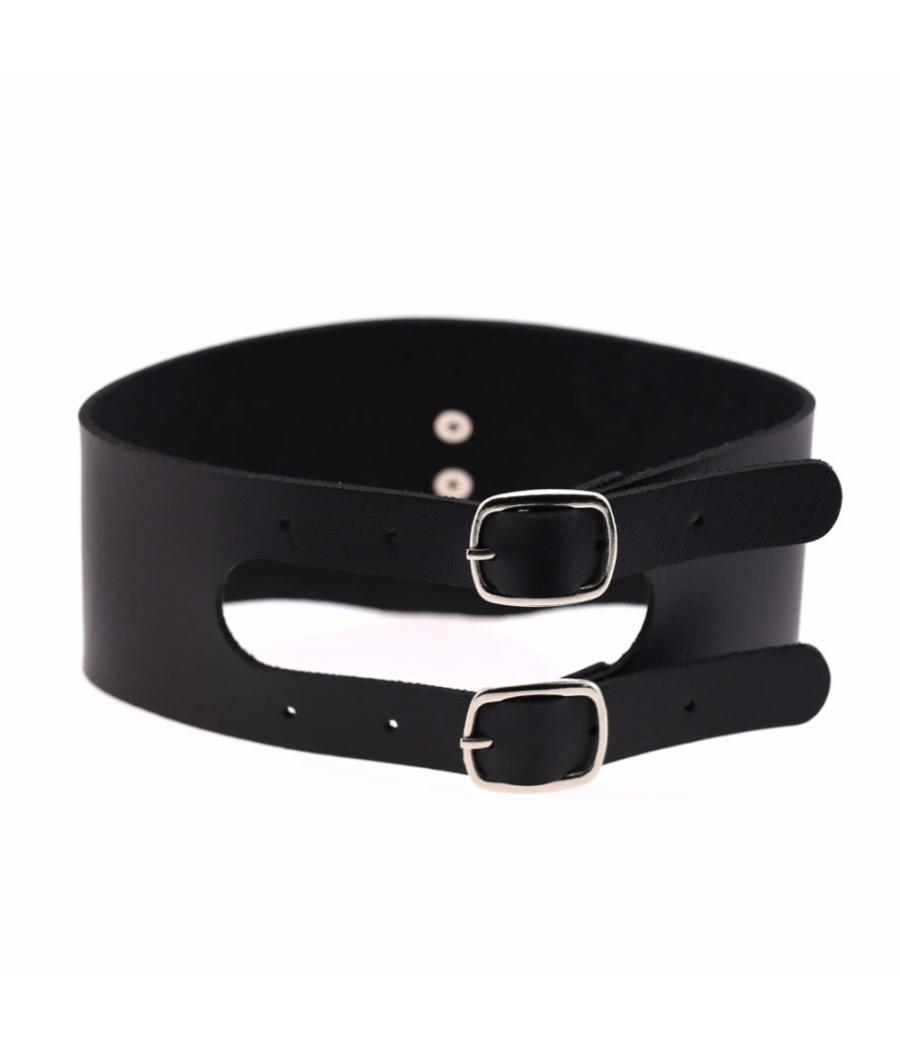 COLLAR ANCHO DOBLE NEGRO BDSM