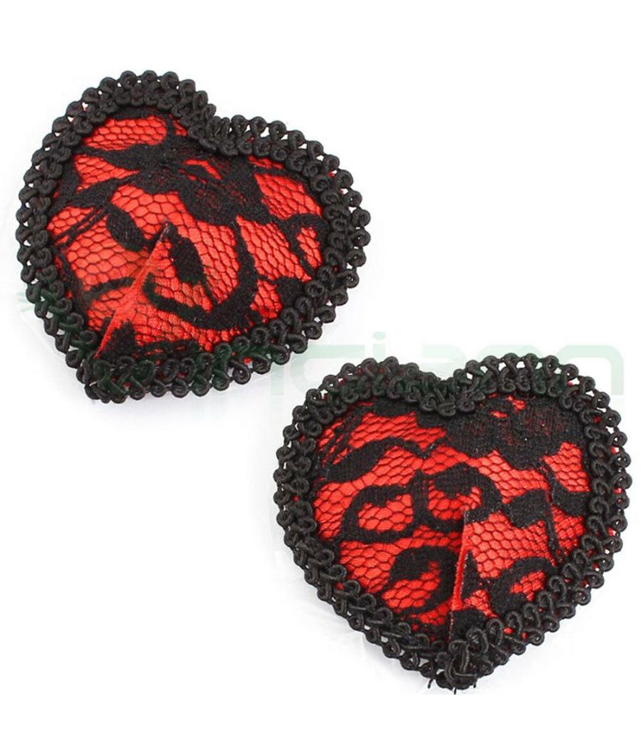 PEZONERA ENCAJE CORAZÓN ROJO/NEGRO