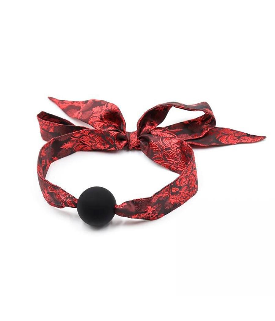 MORDAZA DE BOLA LISA SILICONA NEGRO/ROJO