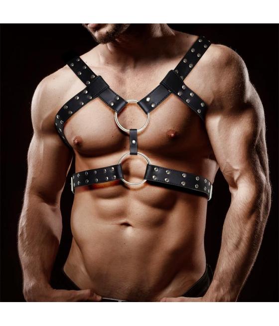 ARNÉS CORPORAL MASCULINO PARA BONDAGE CUERO VEGANO AURUM