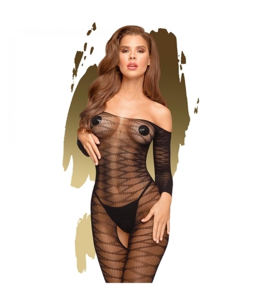 Body de rejilla con entrepierna abierta - Negro