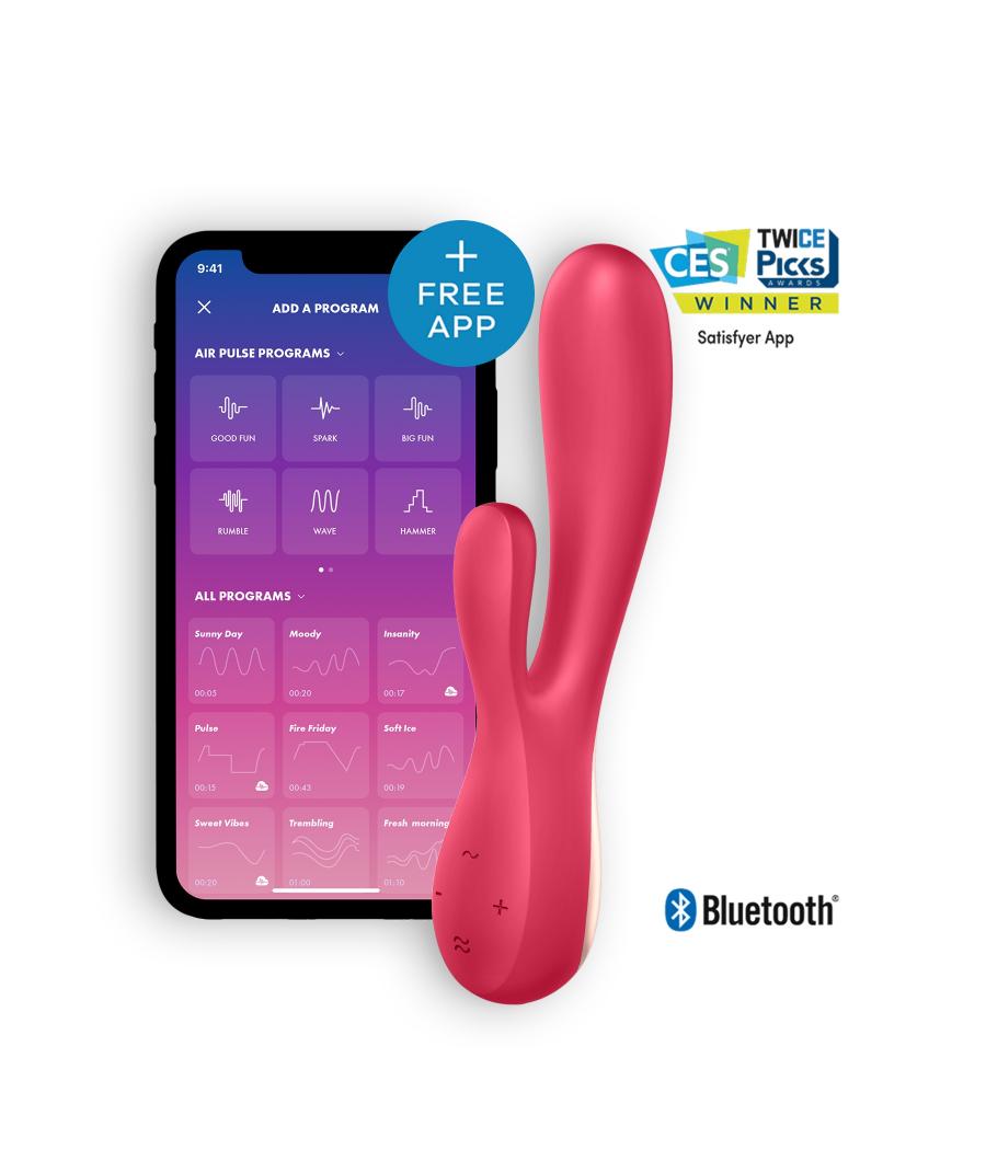 SATISFYER VIBRADOR MONO FLEX CON APP Y BLUETOOTH - ROJO