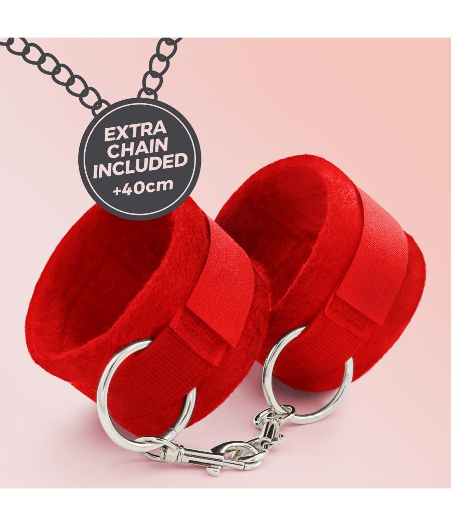 ESPOSAS DE VELCRO, CON CADENA DE 40CM EXTRA ROJAS