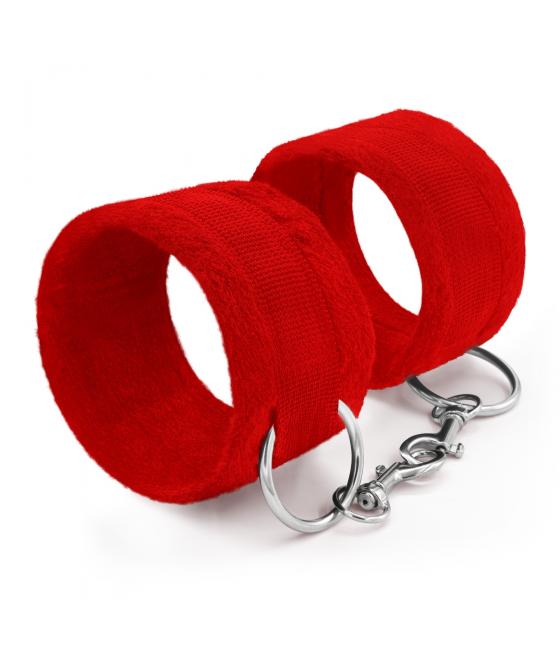 ESPOSAS DE VELCRO, CON CADENA DE 40CM EXTRA ROJAS
