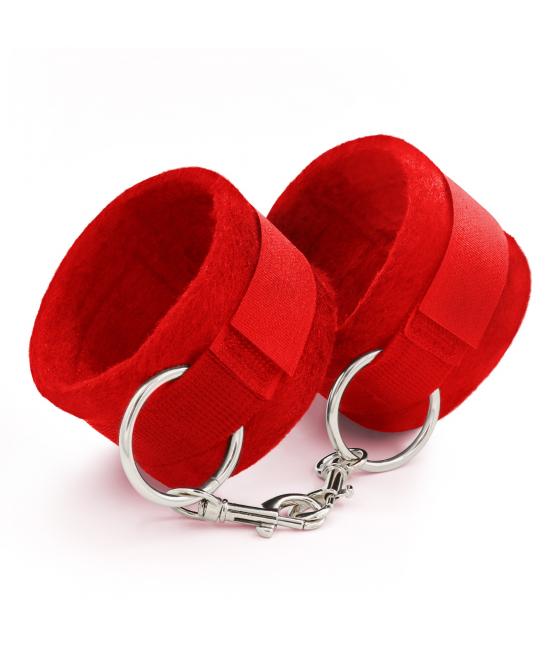 ESPOSAS DE VELCRO, CON CADENA DE 40CM EXTRA ROJAS