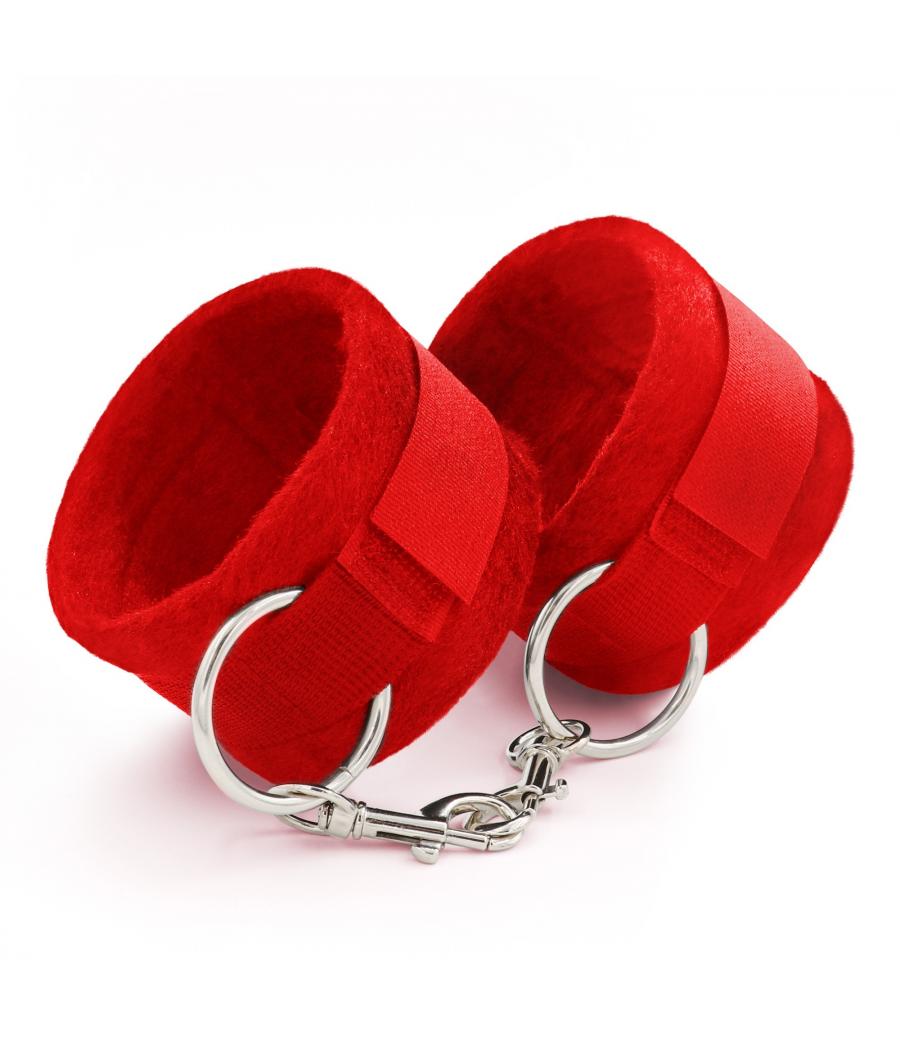ESPOSAS DE VELCRO, CON CADENA DE 40CM EXTRA ROJAS