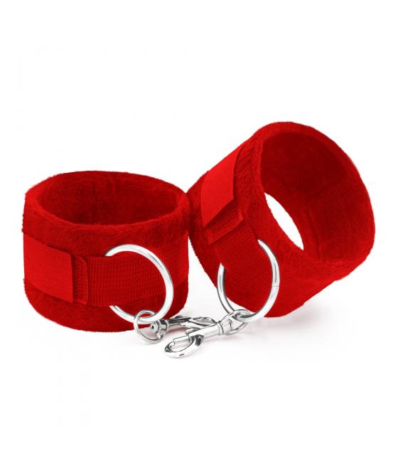 ESPOSAS DE VELCRO, CON CADENA DE 40CM EXTRA ROJAS