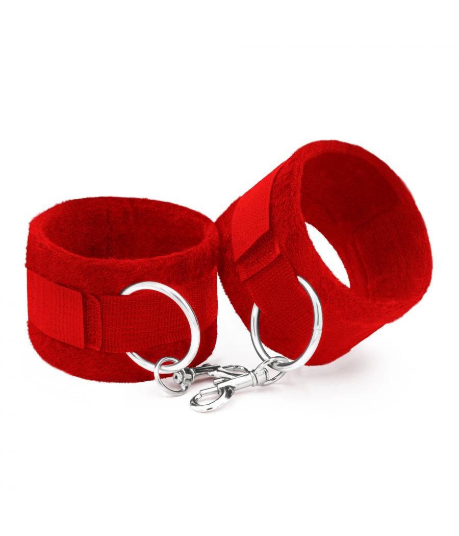 ESPOSAS DE VELCRO, CON CADENA DE 40CM EXTRA ROJAS