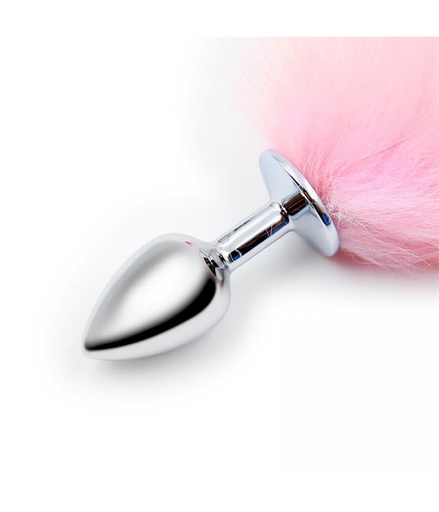 Atrévete shop - PLUG METALICO CON COLA ROSA Y BLANCO - PEQUEÑO