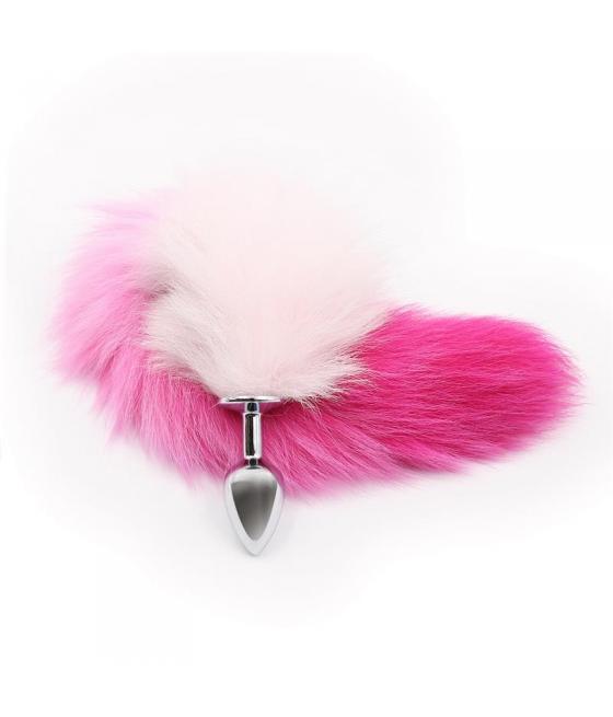 Atrévete shop - PLUG METALICO CON COLA ROSA Y BLANCO - PEQUEÑO