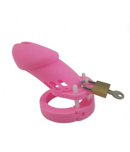 JAULA CASTIDAD GRANDE DE SILICONA - ROSA