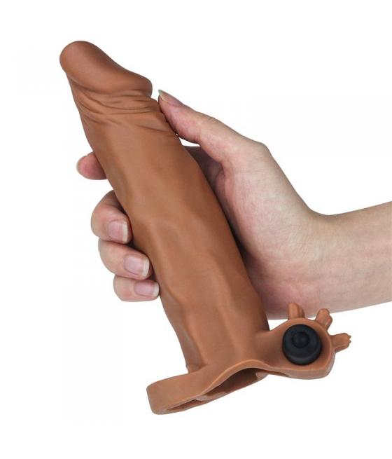 EXTENSION PARA EL PENE REALISTA MARRÓN CON VIBRACIÓN- 18,5 CM