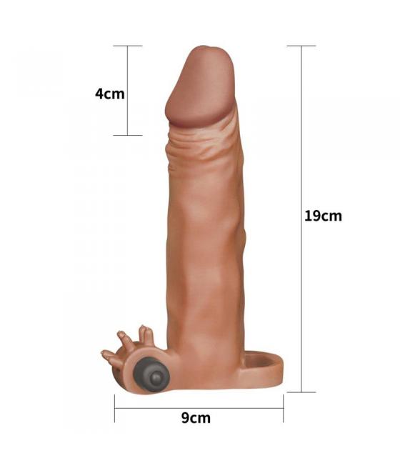 EXTENSION PARA EL PENE REALISTA MARRÓN CON VIBRACIÓN- 18,5 CM