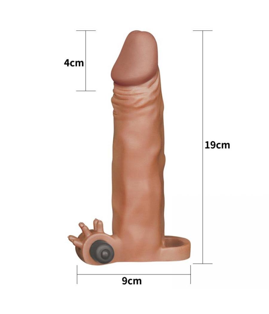 EXTENSION PARA EL PENE REALISTA MARRÓN CON VIBRACIÓN- 18,5 CM