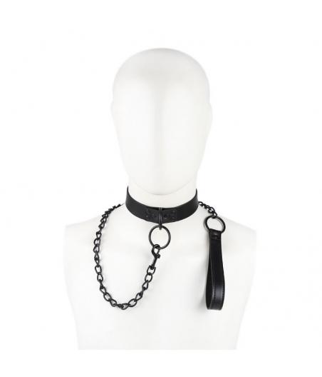 Collar con correa color negro