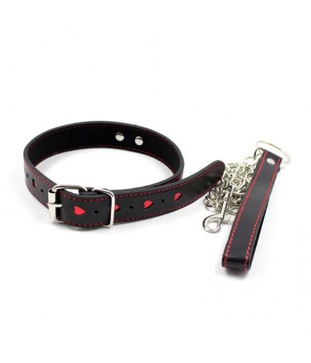 COLLAR CON CADENA DE METAL - NEGRO/ROJO