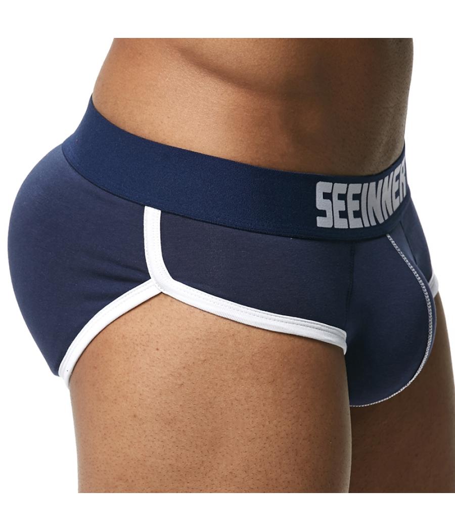 SLIP CON RELLENO Y ELEVADOR DE GLÚTEOS PARA HOMBRE AZUL