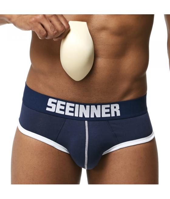 SLIP CON RELLENO Y ELEVADOR DE GLÚTEOS PARA HOMBRE AZUL