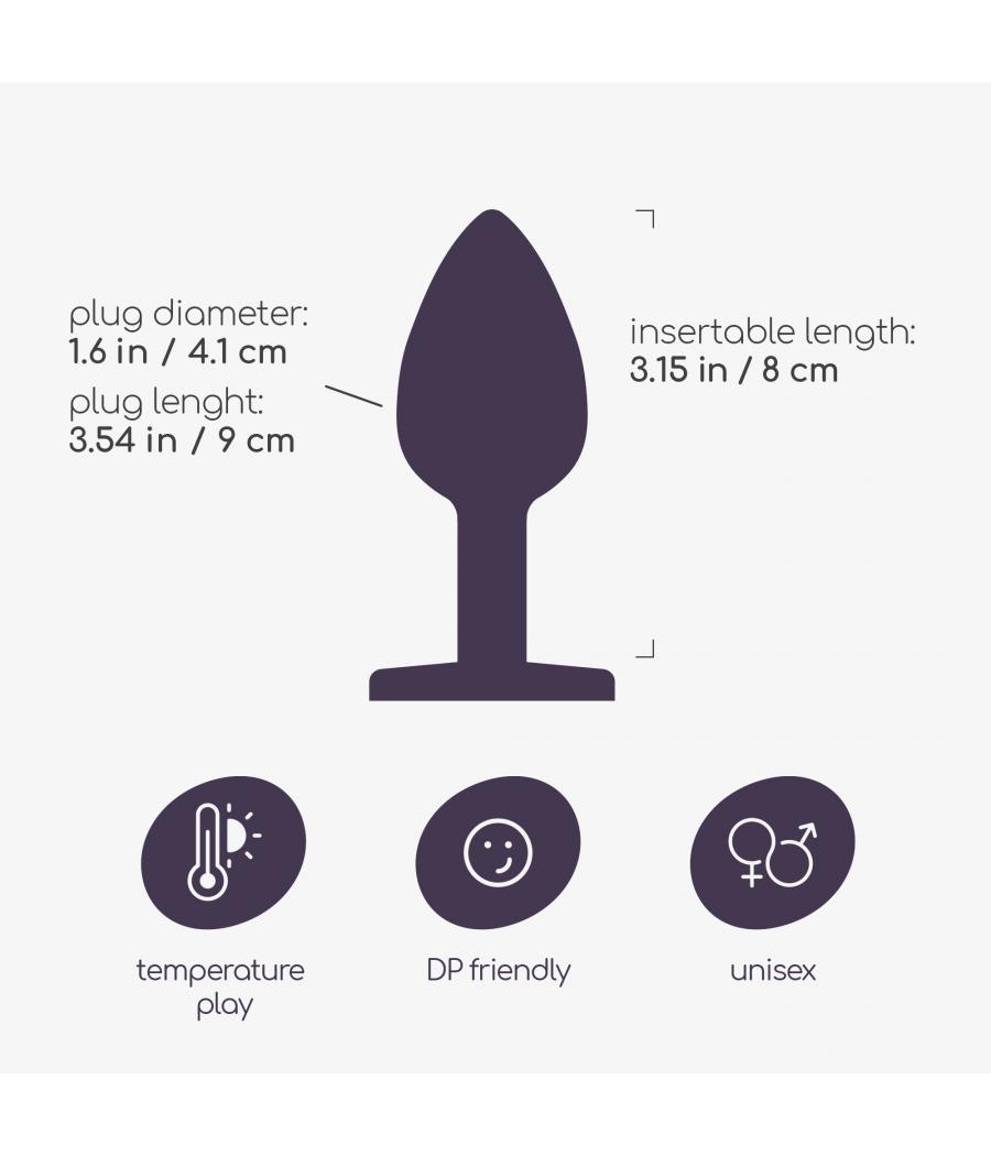 PLUG ANAL DE METAL CON JOYA GRANDE - NEGRO