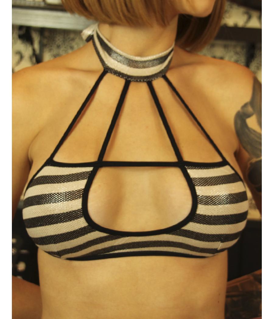 SET SHOT Y SUJETADOR A RAYAS