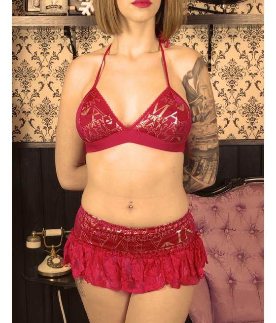 SET TOP, FALDA Y TANGA ROJO ARMANI