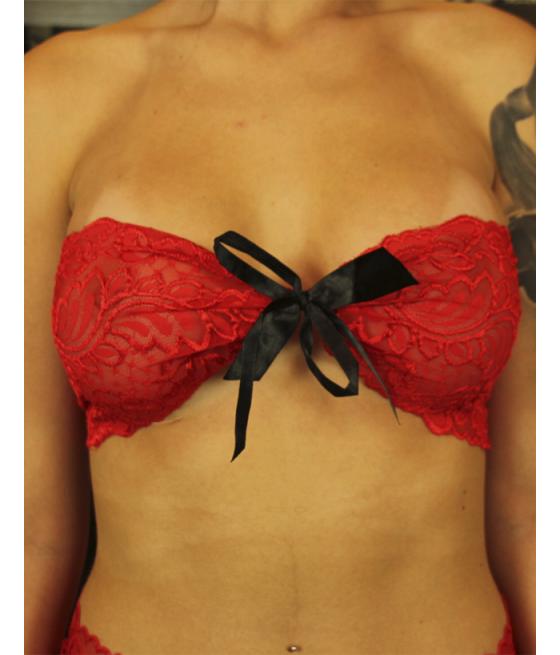 SET TOP, FALDA Y TANGA ROJO