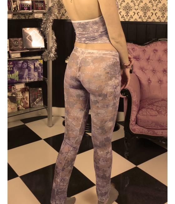 SET PANTALON, TOP Y TANGA AZUL