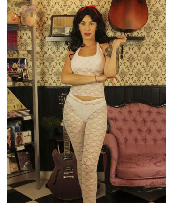 SET PANTALON, TOP Y TANGA BLANCO