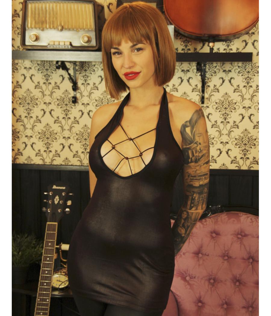 CAMISETA PLATA/NEGRO BRILLO