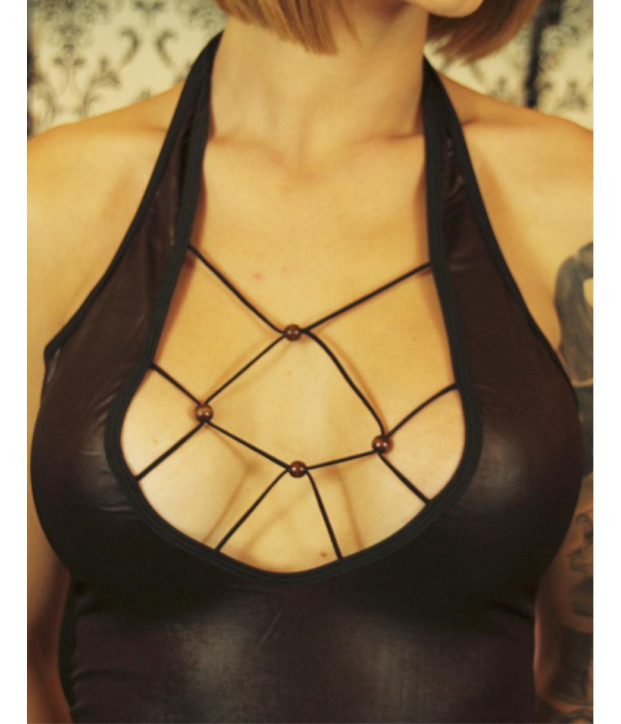 CAMISETA PLATA/NEGRO BRILLO