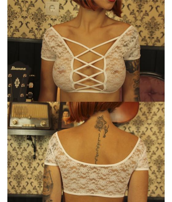 SET CULOTTE Y SUJETADOR MANGA BLANCO