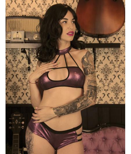 SET SHORT Y TOP FUCSIA BRILLO