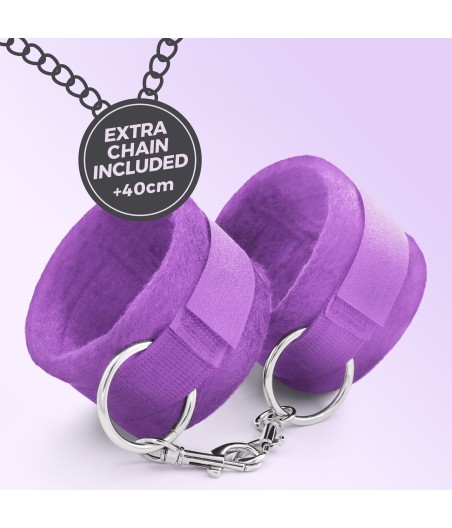ESPOSAS DE VELCRO LILA CON CADENA DE 40CM EXTRA