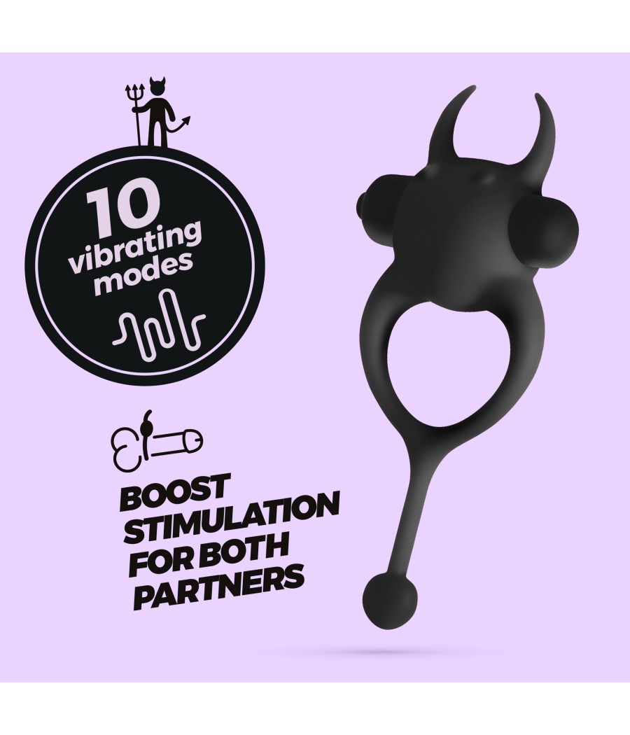 ANILLO CON BALA VIBRADORA DIABLILLO NEGRO