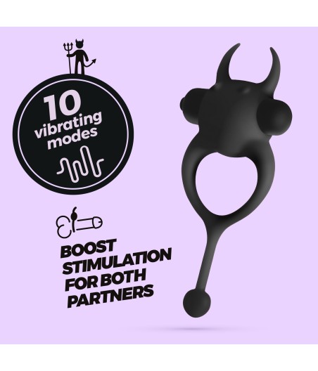 ANILLO CON BALA VIBRADORA DIABLO NEGRO