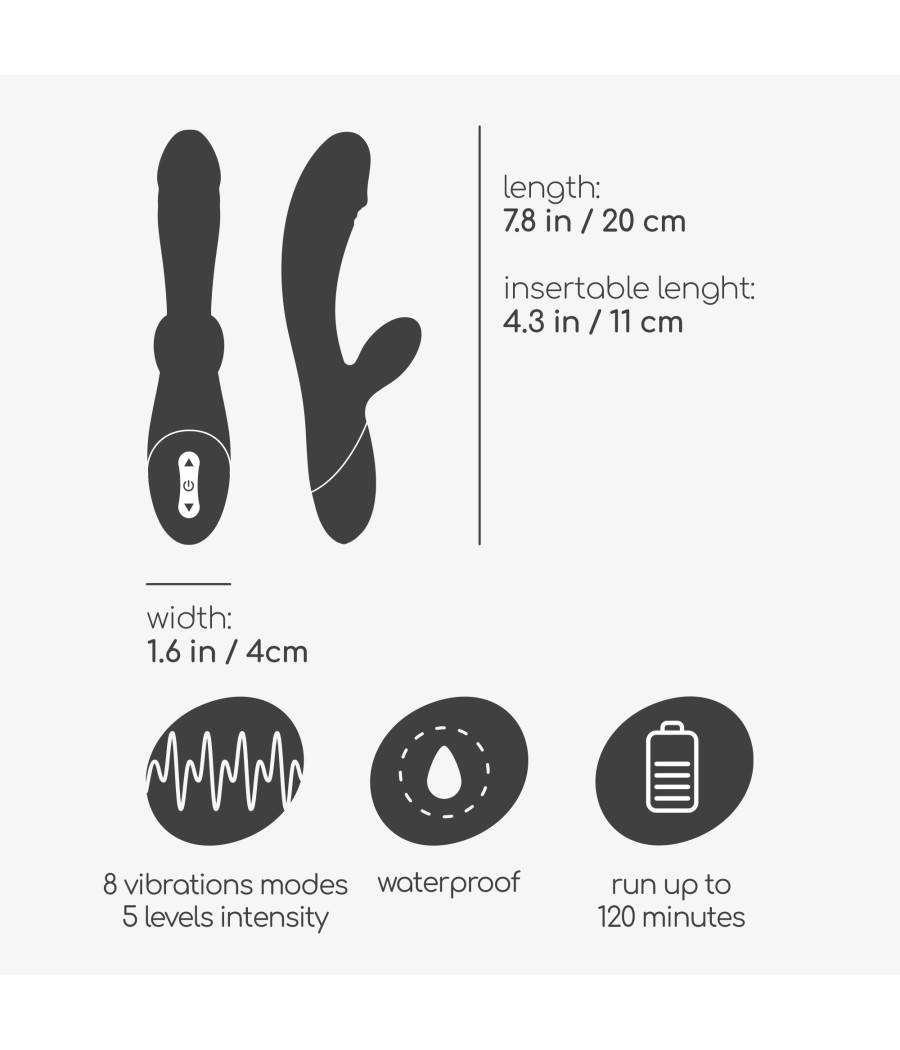 Atrévete shop - VIBRADOR CON CONEJITO 20 CM RECARGABLE