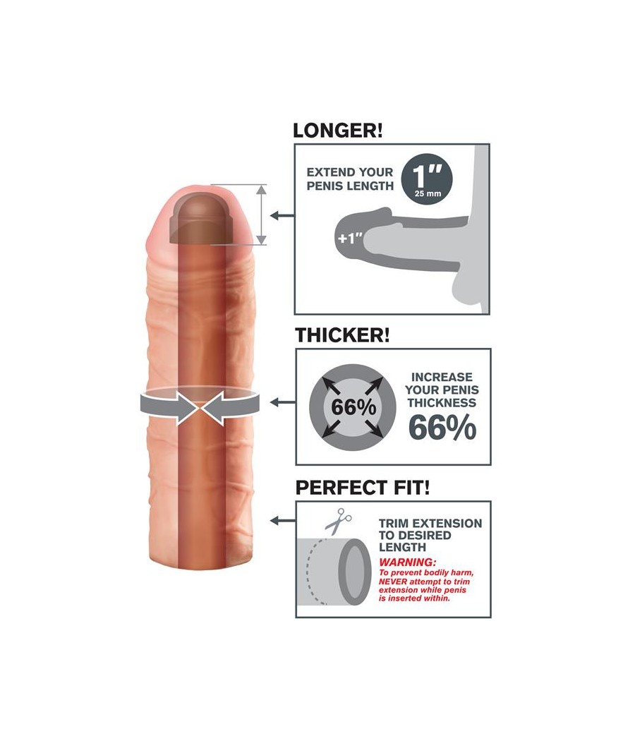 Atrévete shop - EXTENSIÓN DE PENE 2,54 CM COLOR NATURAL MEGA