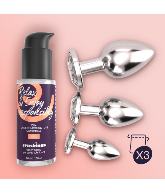 KIT PLUG ANAL TRANSPARENTE + LUBRICANTE REGALO