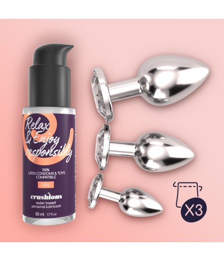 KIT PLUG ANAL TRANSPARENTE + LUBRICANTE REGALO