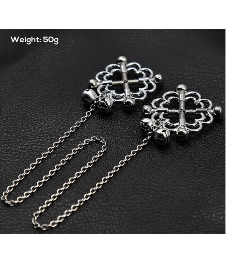 PINZAS PEZONES CON CADENA Y CASCABEL