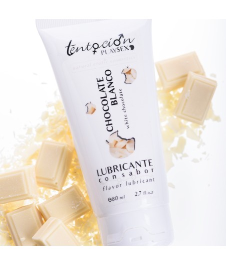 LUBRICANTE TENTACION BASE AGUA SABOR CHOCOLATE BLANCO 80 ML