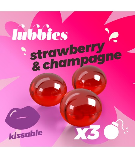 LUBRICANTE BOLITAS EXPLOSIVAS COMESTIBLES CON SABOR A FRESA Y CHAMPAN