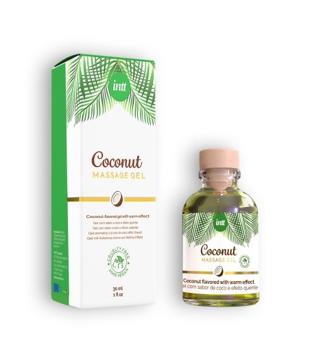 ACEITE MASAJE VEGANO INTT EFECTO CALOR SABOR A COCO DE 30ml.